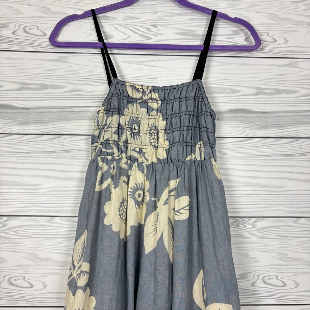 Mouliette Soeurs Anthropologie Floral Linen Maxi Dress Size 6 - Picture 2 of 10